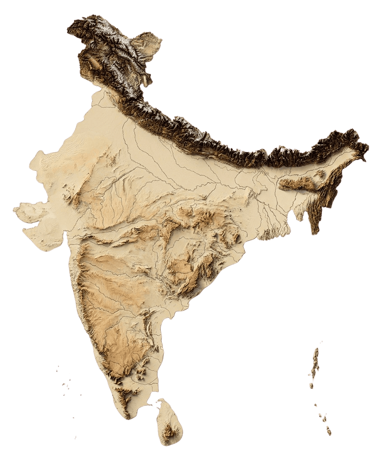 Map of India showing the Kashmir Valley honey source and the Gir region ghee source