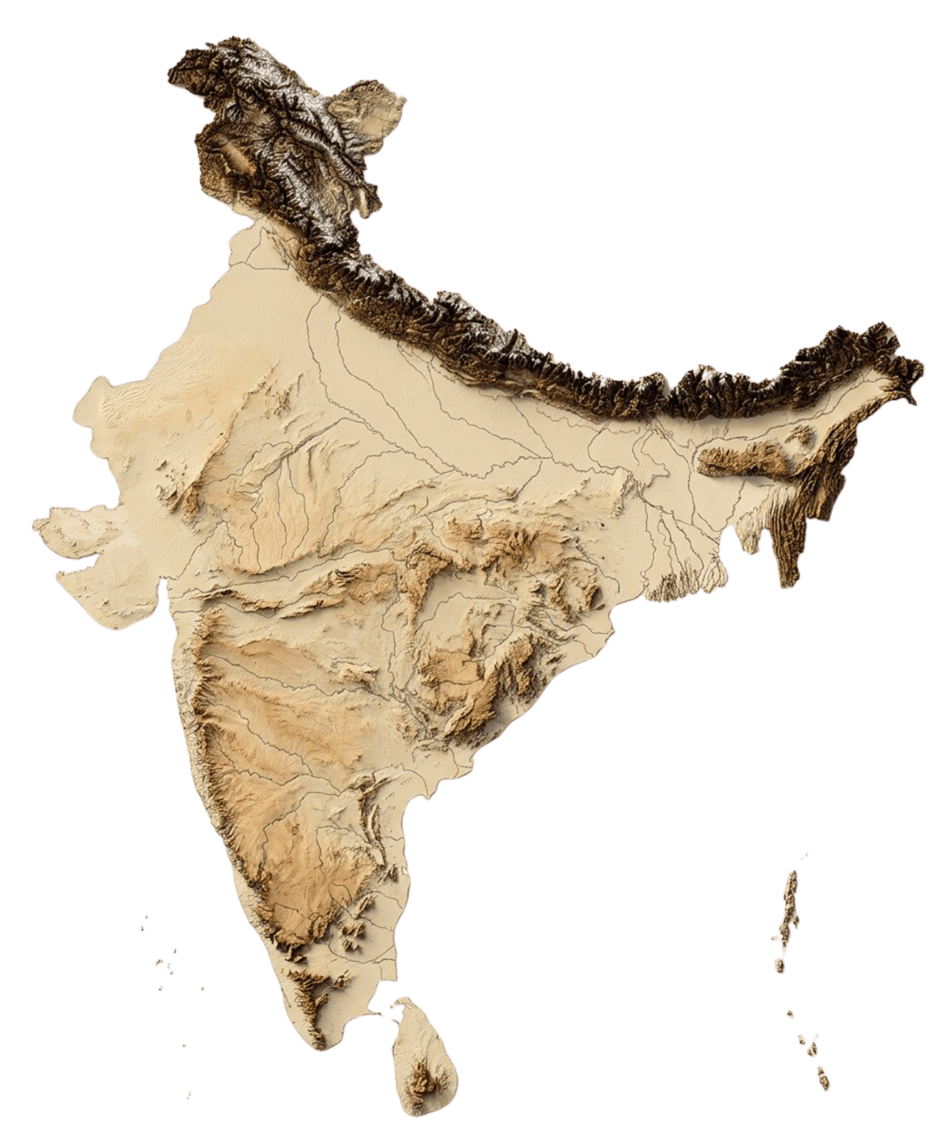Map of India showing origin regions